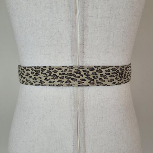 Omega Belt Medium Brown Suede Leopard Print Covered Buckle Waist Statement Boho main image 7